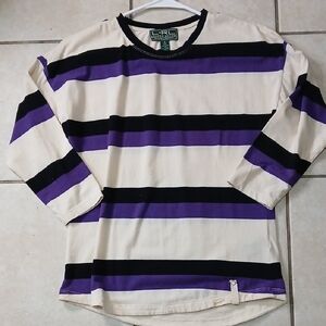 VINTAGE RALPH LAUREN Womens Size S Purple & Black Stripped Shirt